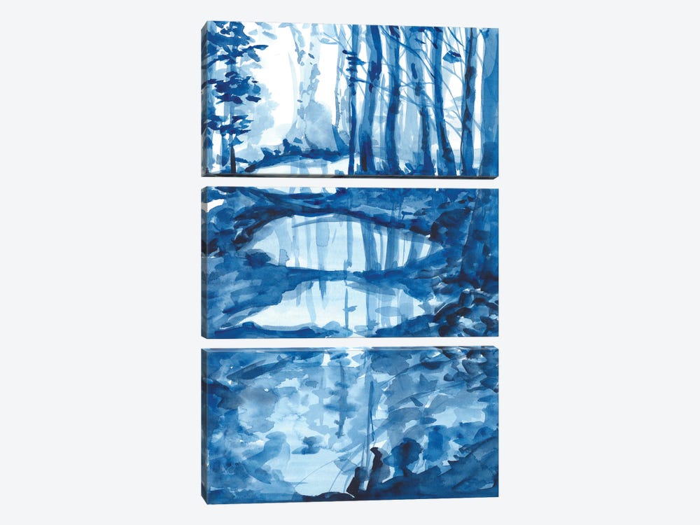 Watercolor Trees Reflection by Ana Ozz 3-piece Canvas Print