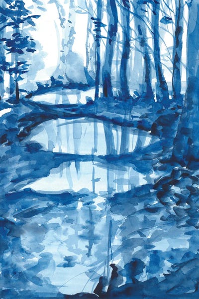 Ana Ozz: Watercolor Trees Reflection by Ana Ozz