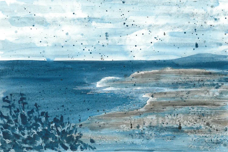 Watercolor Abstract Blue Seascape