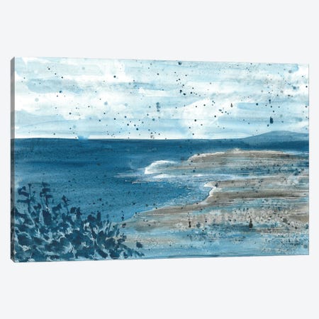 Watercolor Abstract Blue Seascape Canvas Print #AOZ22} by Ana Ozz Canvas Art Print