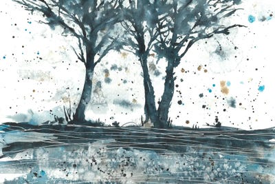 Abstract Blue And Brown Watercolor by Ana Ozz canvas print