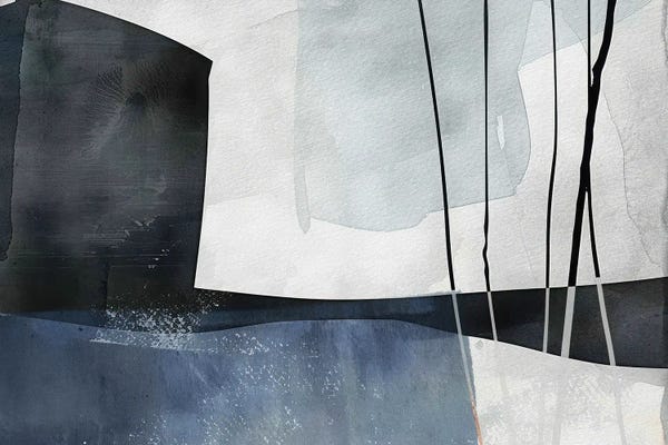 Ana Ozz: Blue Dark Abstract Landscape II by Ana Ozz