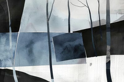 Blue Dark Abstract Landscape by Ana Ozz framed wall art