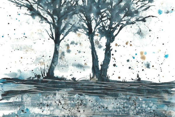 Ana Ozz: Abstract Blue And Brown Watercolor by Ana Ozz