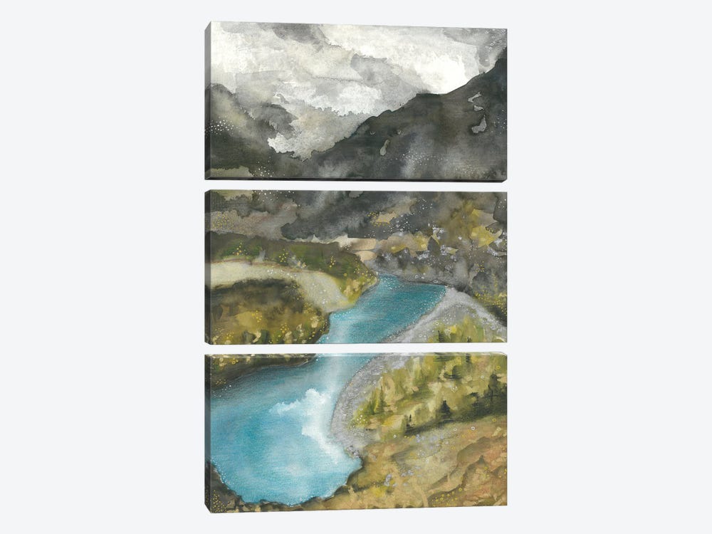 Blue Lake In Mountains by Ana Ozz 3-piece Canvas Wall Art