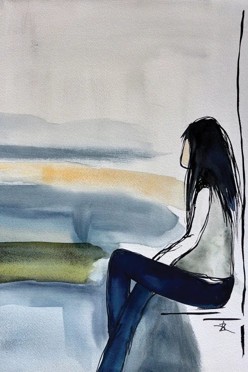 Seated Woman In Blue by Ana Ozz wall art