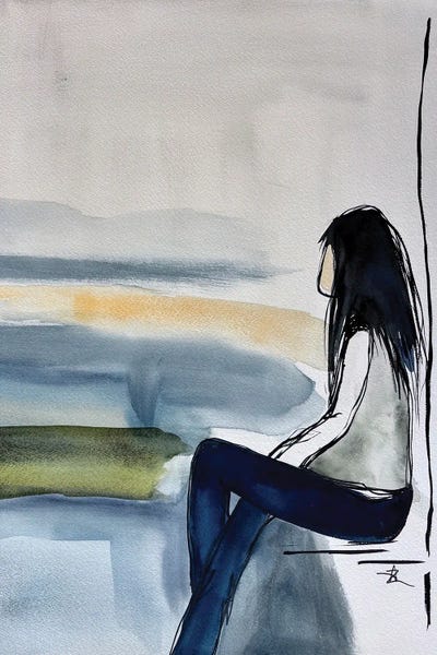 Seated Woman In Blue