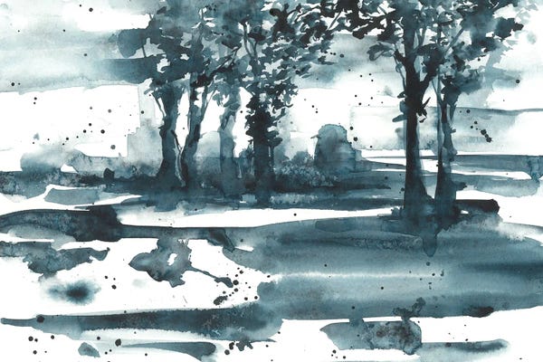 Ana Ozz: Blue Abstract Nature Landscape by Ana Ozz
