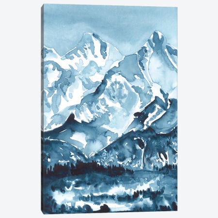 Blue Watercolor Mountains Canvas Print #AOZ33} by Ana Ozz Canvas Art
