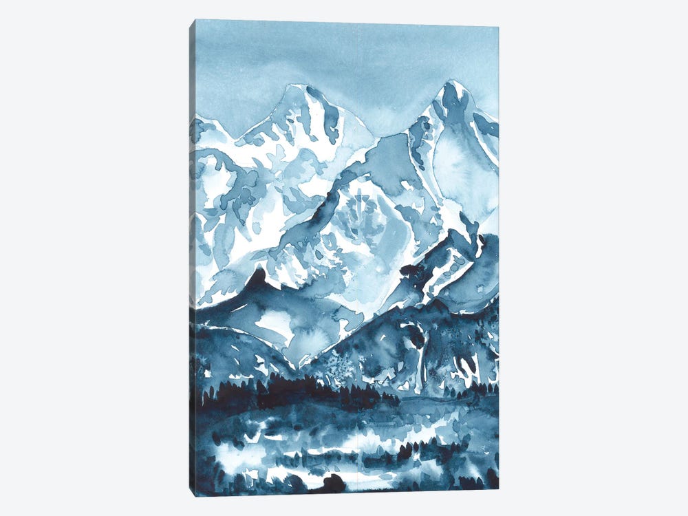 Blue Watercolor Mountains by Ana Ozz 1-piece Canvas Artwork