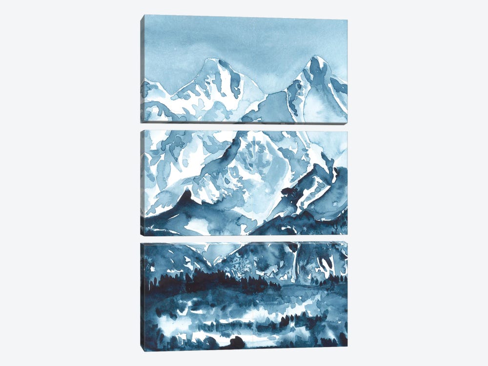 Blue Watercolor Mountains by Ana Ozz 3-piece Canvas Art
