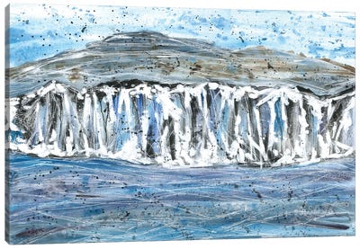 Blue Ocean Coast Watercolor Canvas Art Print - Ana Ozz