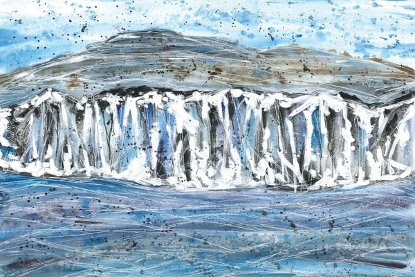 Ana Ozz: Blue Ocean Coast Watercolor by Ana Ozz