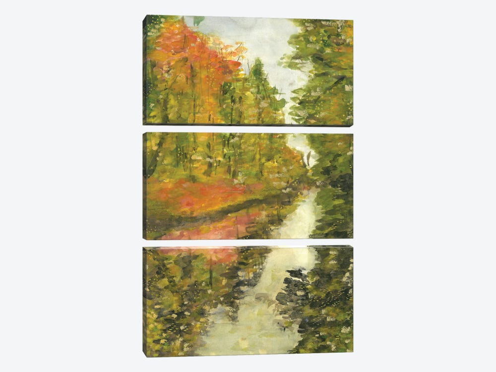 Autumn Watercolor Landscape by Ana Ozz 3-piece Canvas Wall Art