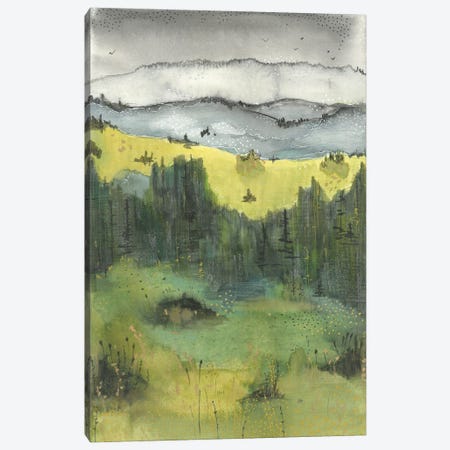 Green Watercolor Landscape, Blue Mountains Canvas Print #AOZ40} by Ana Ozz Canvas Art Print