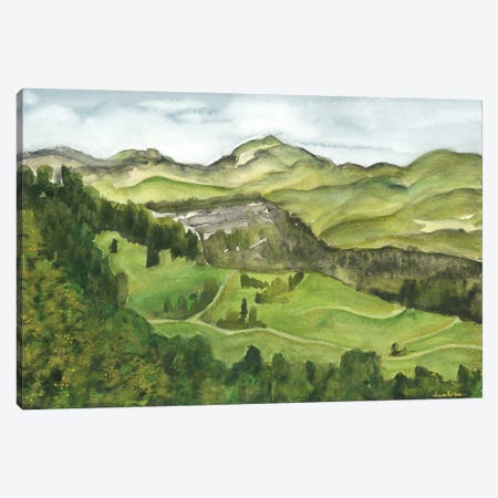 Green Mountains Inspirational Landscape Canvas Print #AOZ41} by Ana Ozz Canvas Art Print