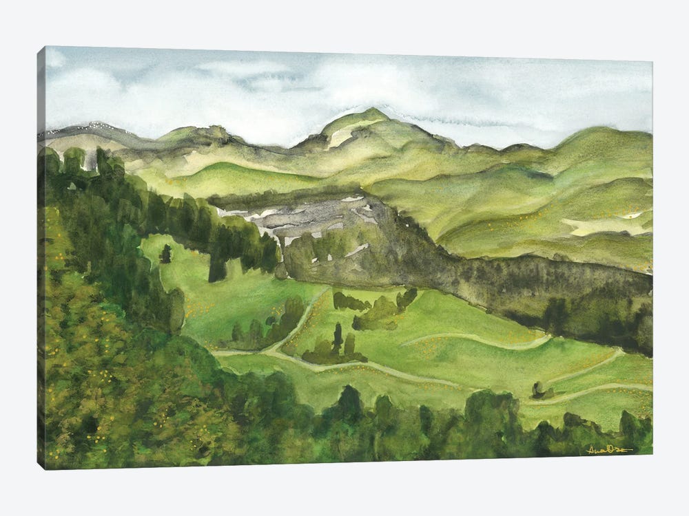 Green Mountains Inspirational Landscape by Ana Ozz 1-piece Canvas Print