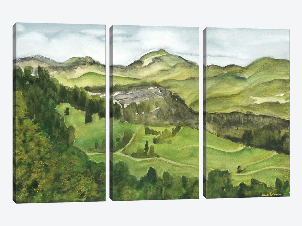 Green Mountains Inspirational Landscape by Ana Ozz 3-piece Canvas Print