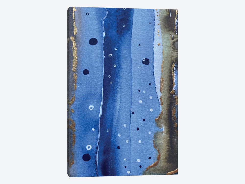 Blue And Brown Abstract Painting by Ana Ozz 1-piece Canvas Print