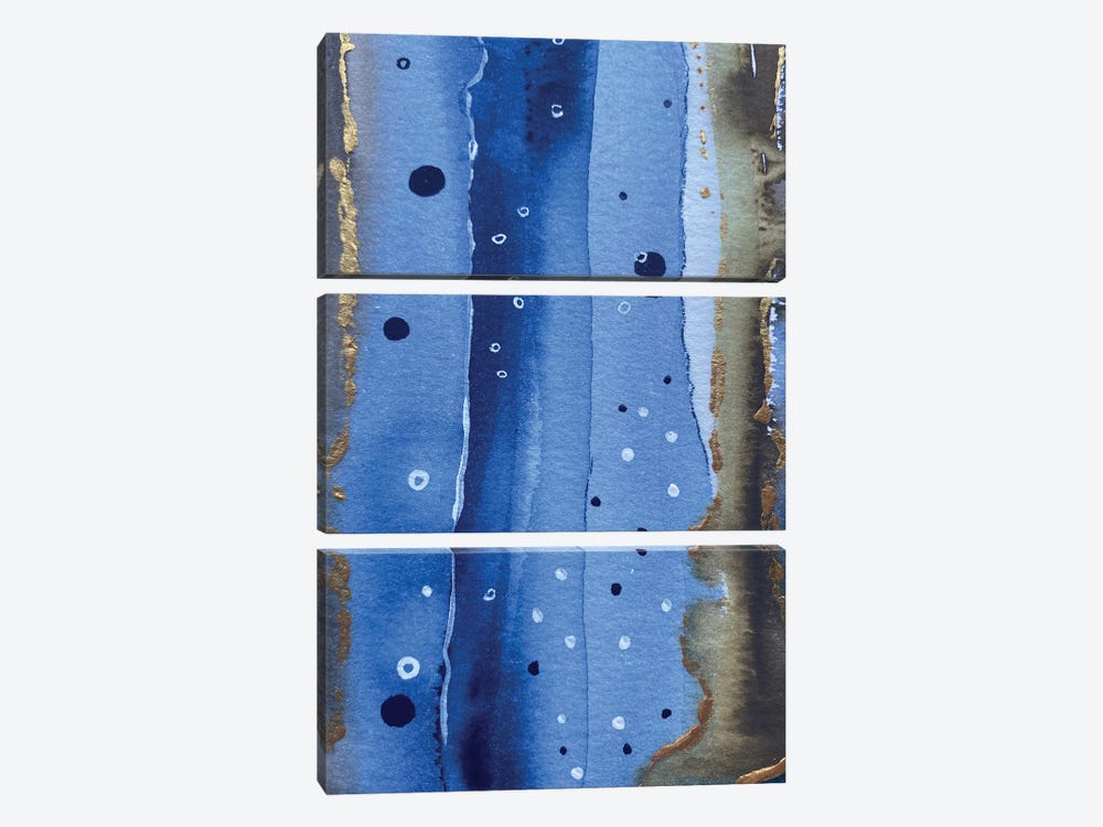 Blue And Brown Abstract Painting by Ana Ozz 3-piece Canvas Print