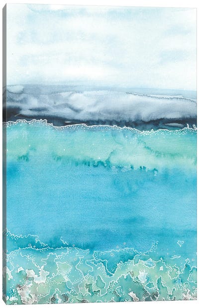 Light Blue Water Painting Canvas Art Print - Ana Ozz