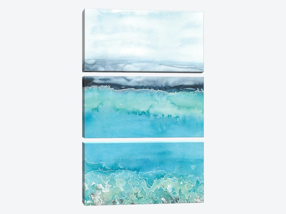 Light Blue Water Painting by Ana Ozz 3-piece Canvas Artwork