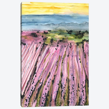 Watercolor Purple Lavender Fields Canvas Print #AOZ49} by Ana Ozz Art Print
