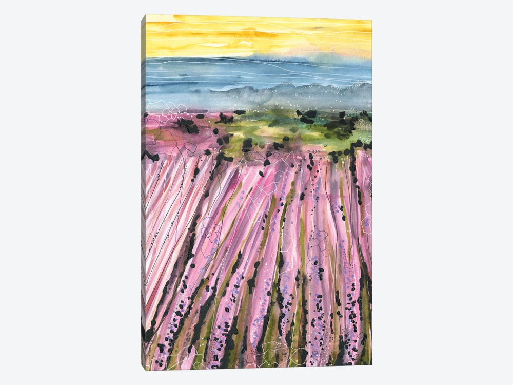Watercolor Purple Lavender Fields by Ana Ozz 1-piece Canvas Print