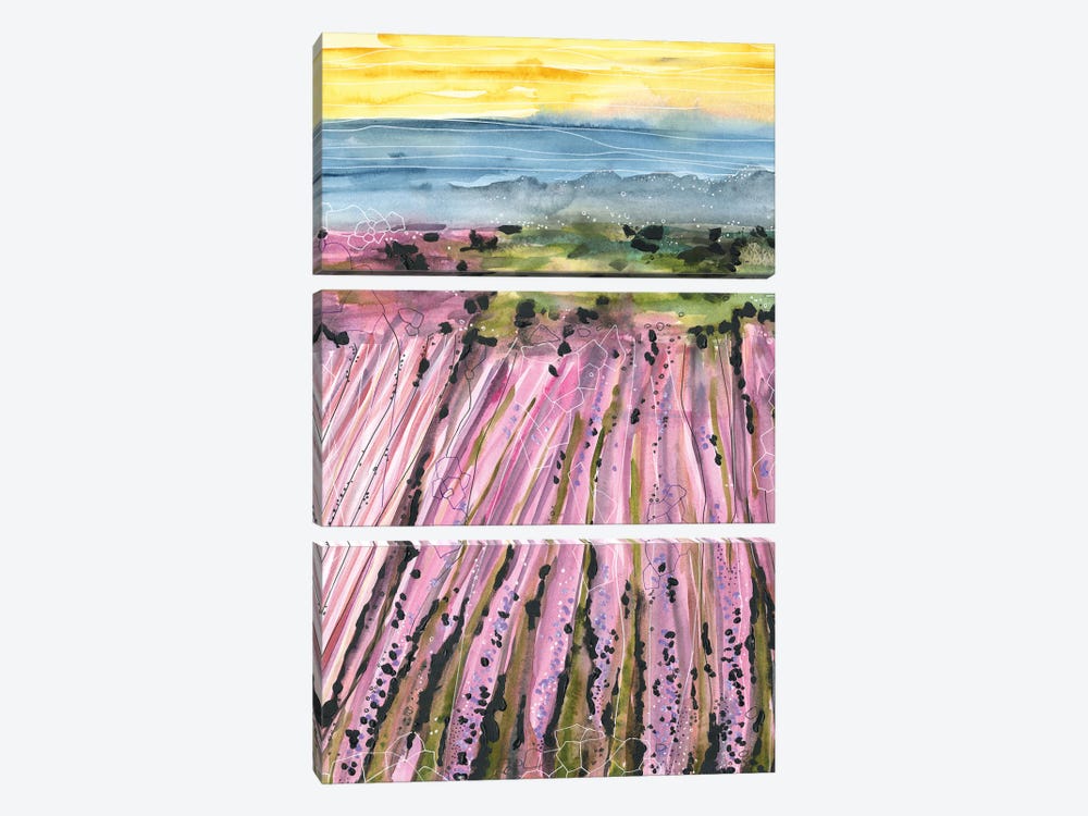 Watercolor Purple Lavender Fields by Ana Ozz 3-piece Art Print