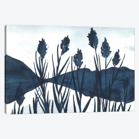 Dark Blue Mountain Landscape Canvas Print #AOZ50} by Ana Ozz Canvas Artwork