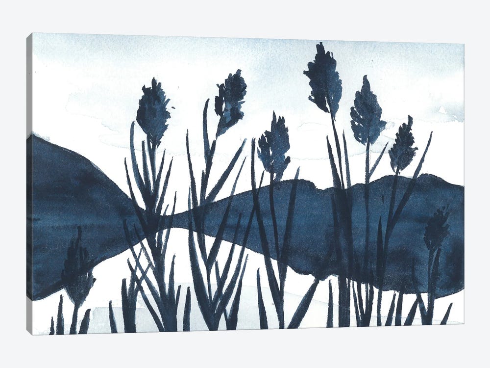 Dark Blue Mountain Landscape by Ana Ozz 1-piece Canvas Art Print