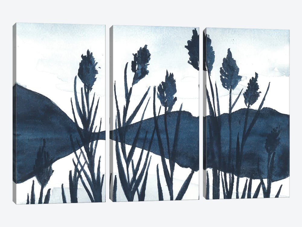 Dark Blue Mountain Landscape by Ana Ozz 3-piece Canvas Print