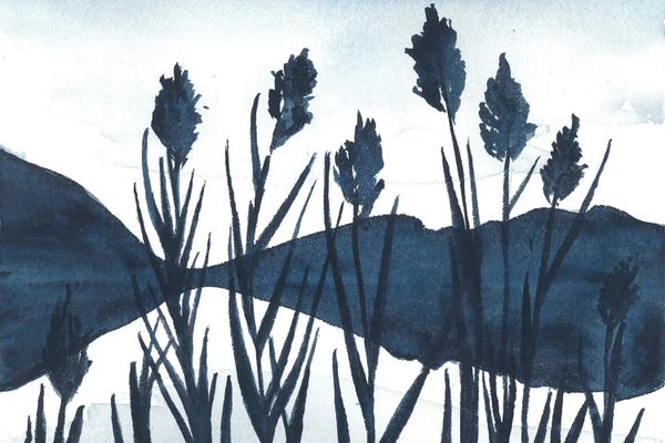 Ana Ozz: Dark Blue Mountain Landscape by Ana Ozz