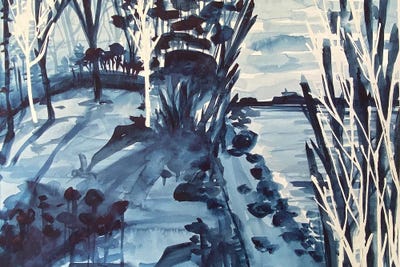 Blue Lake Coast by Ana Ozz canvas print