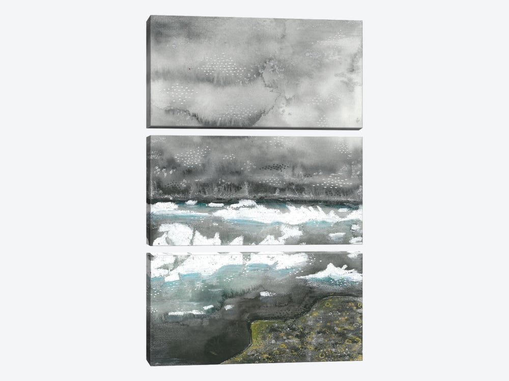 Grey Ice Iceland Watercolor Landscape by Ana Ozz 3-piece Canvas Print