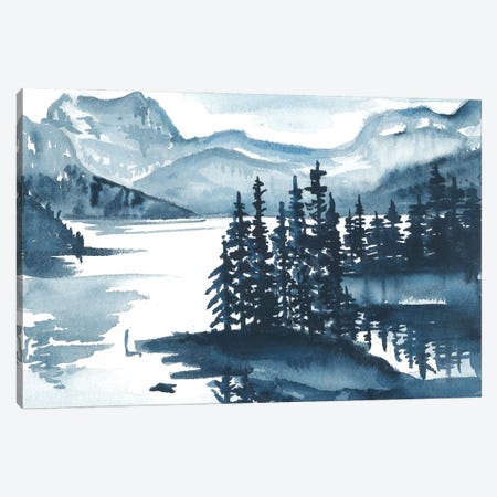 Blue Mountain Watercolor Landscape Canvas Print #AOZ54} by Ana Ozz Canvas Art Print