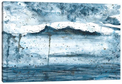 Blue Ocean Waves Abstraction Canvas Art Print - Ana Ozz