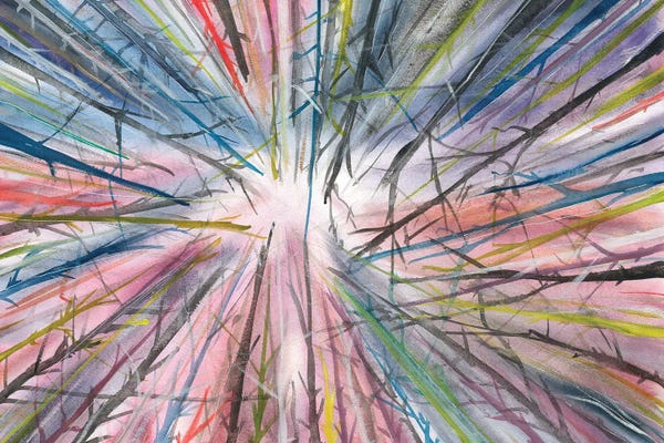 Ana Ozz: Watercolor Abstract Pink Landscape by Ana Ozz