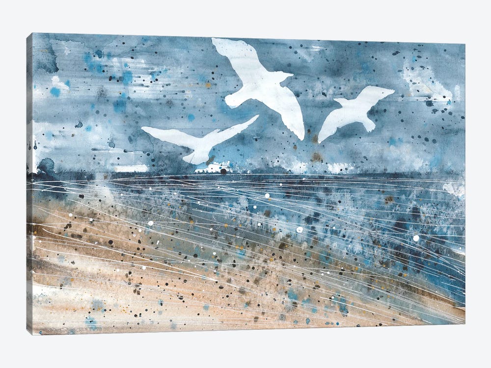 Seagulls At The Ocean Coast Watercolor by Ana Ozz 1-piece Canvas Print