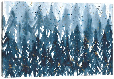 Blue Forest Abstraction Canvas Art Print - Ana Ozz