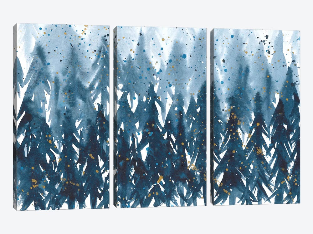 Blue Forest Abstraction by Ana Ozz 3-piece Canvas Artwork