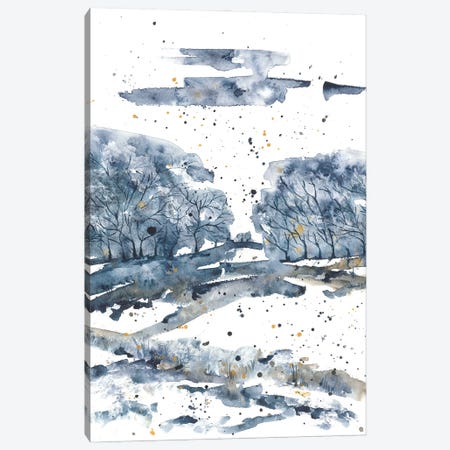Blue Forest Watercolor Canvas Print #AOZ65} by Ana Ozz Canvas Art