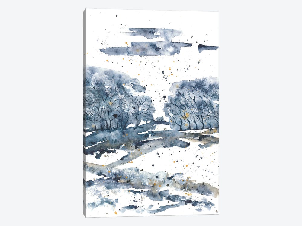 Blue Forest Watercolor by Ana Ozz 1-piece Canvas Art Print