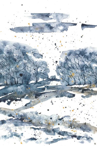 Ana Ozz: Blue Forest Watercolor by Ana Ozz