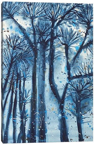 Blue Landscape, High Inspirational Trees Canvas Art Print - Ana Ozz
