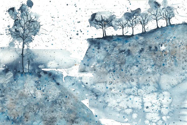 Ana Ozz: Blue Abstract Mountains In The Sea by Ana Ozz