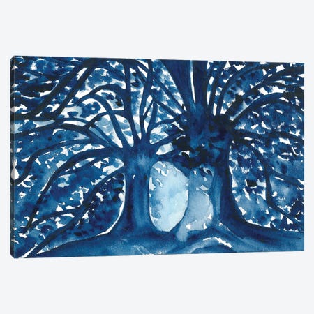 Watercolor Blue Trees Canvas Print #AOZ6} by Ana Ozz Art Print