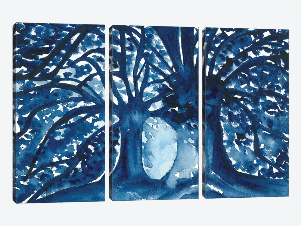 Watercolor Blue Trees by Ana Ozz 3-piece Canvas Print