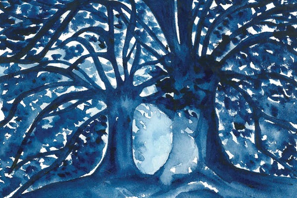 Watercolor Blue Trees
