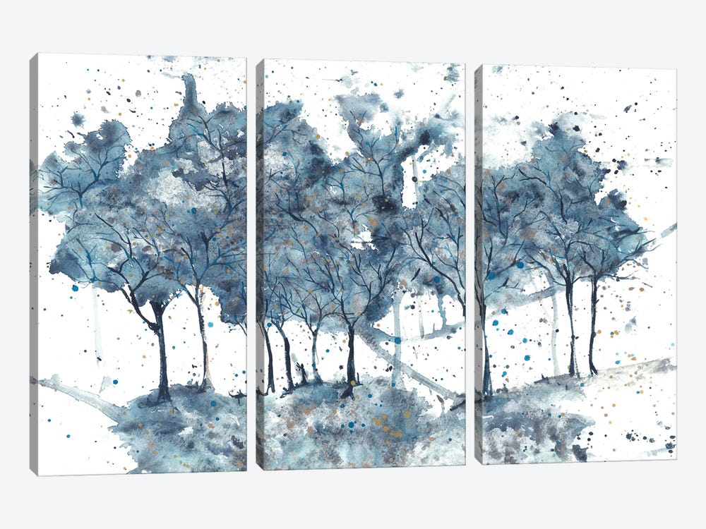 Blue Abstract Trees In A Field by Ana Ozz 3-piece Art Print